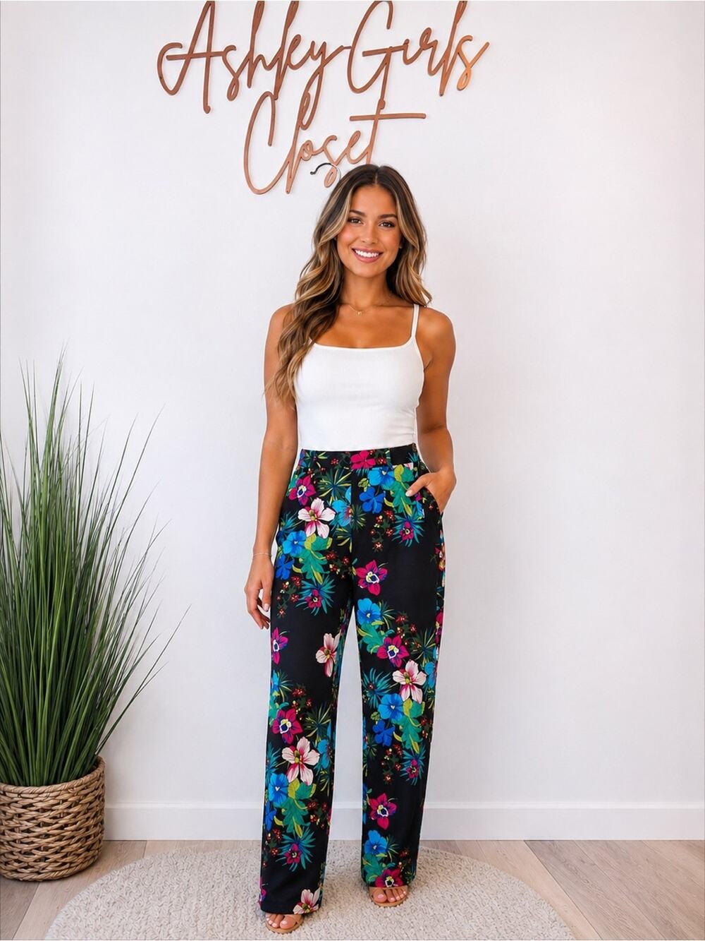 Cache Tropical Floral Wide Leg Palazzo Pants Size 4 Resort Vacation